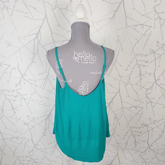 Torrid Teal Green Floral Embroidered Strappy Guaze Cami - Picture 3 of 6